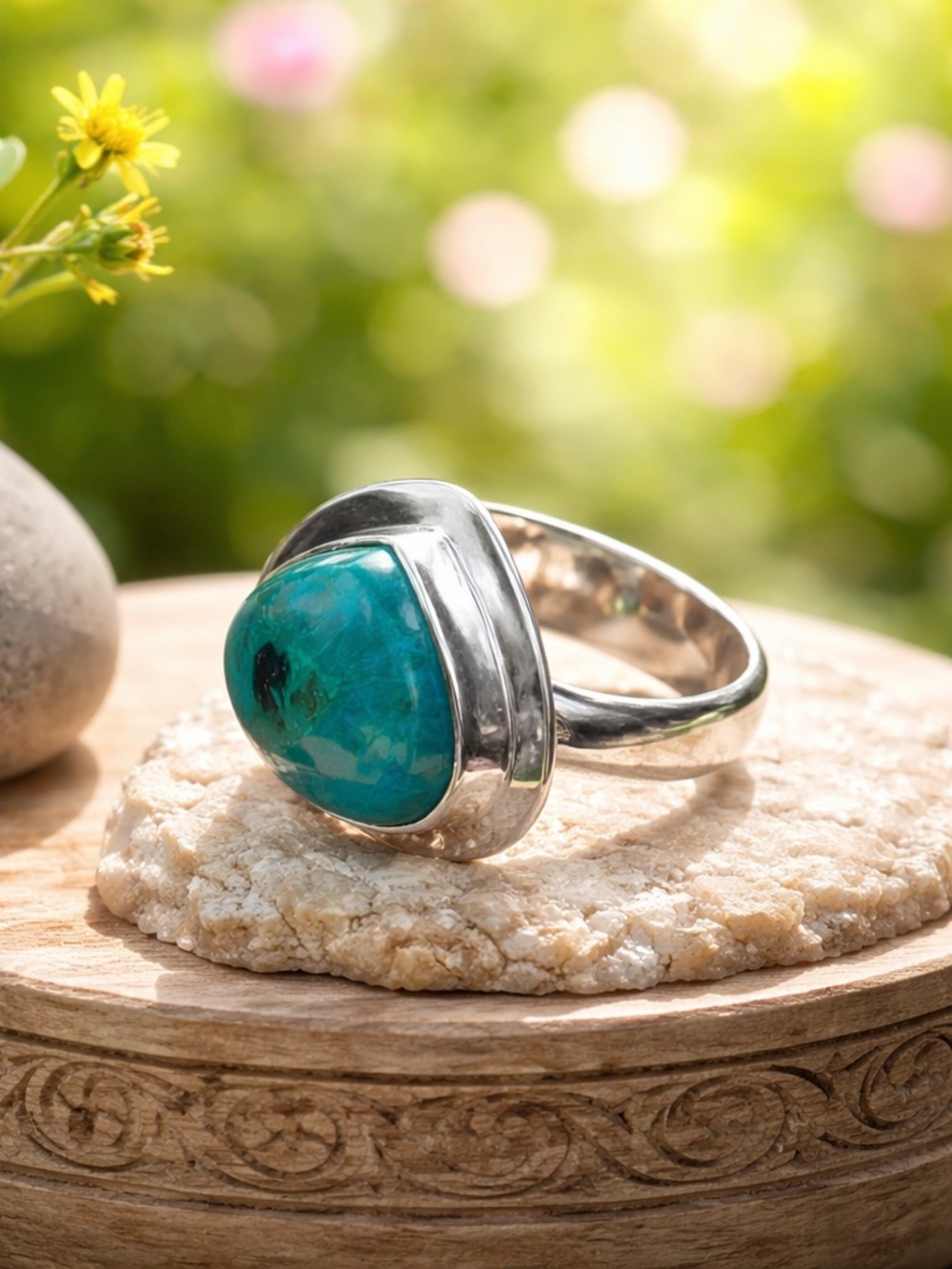 Azurite Chrysocolla Ring - Picture 15 of 15